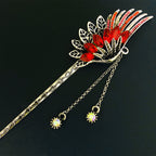 Feather Rhinestone Tassel Hairpin - Retro Hanfu Hair Accessory