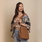 Tropical Print Kimono Cover-Up - Lightweight Open Front