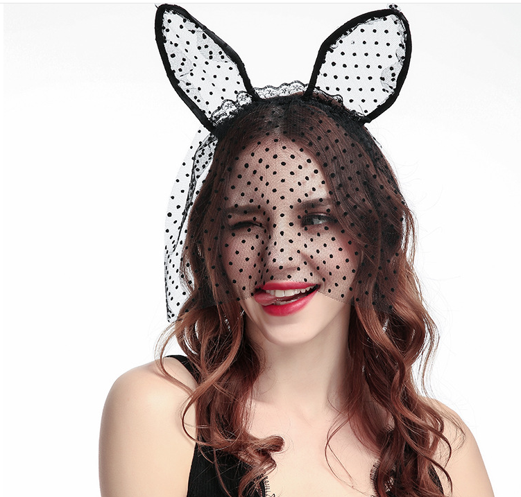 Lace Veil Cat Ear Headband - Delicate Tulle Cosplay Accessory