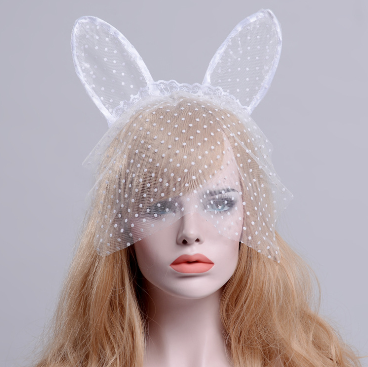 Lace Veil Cat Ear Headband - Delicate Tulle Cosplay Accessory