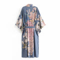 Womens Peacock Floral Kimono Robe - Beach Vacation Cover-Up