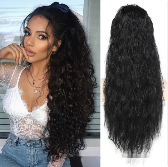 Drawstring Ponytail Wig - Soft Cascading Waves & Volume