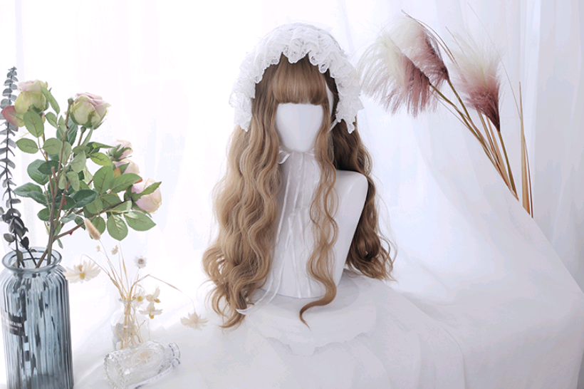 Lolita Wig - Extra Long Curly, Air Bangs & Realistic Scalp