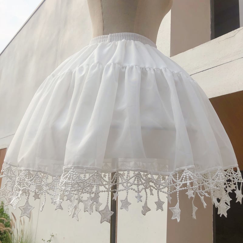 Japanese Lolita Fishbone Skirt - Adjustable High Waist Tutu
