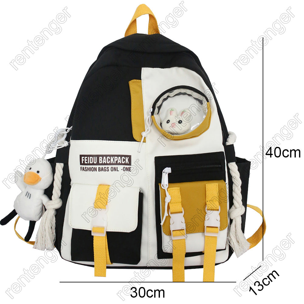 Kawaii Harajuku Backpack - Waterproof Nylon School Bag