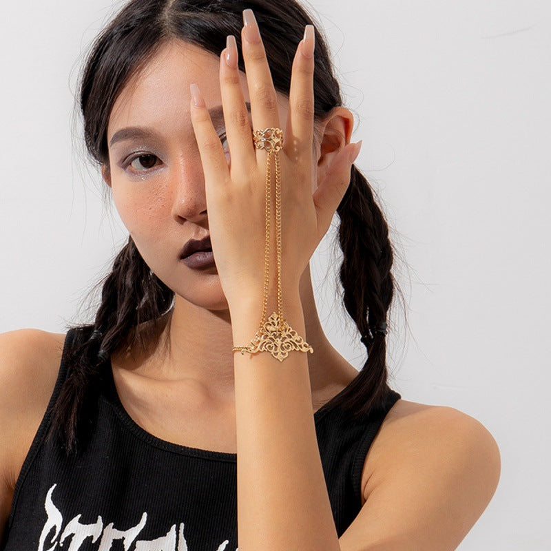 Gothic Triangle Crown Ring Bracelet - Europunk Geometric Design