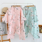 Japanese Kimono Pajama Set - Lightweight 100% Cotton Sleepwear