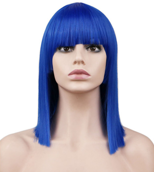 Short Straight Anime Cosplay Wig - Heat-Friendly & Styleable