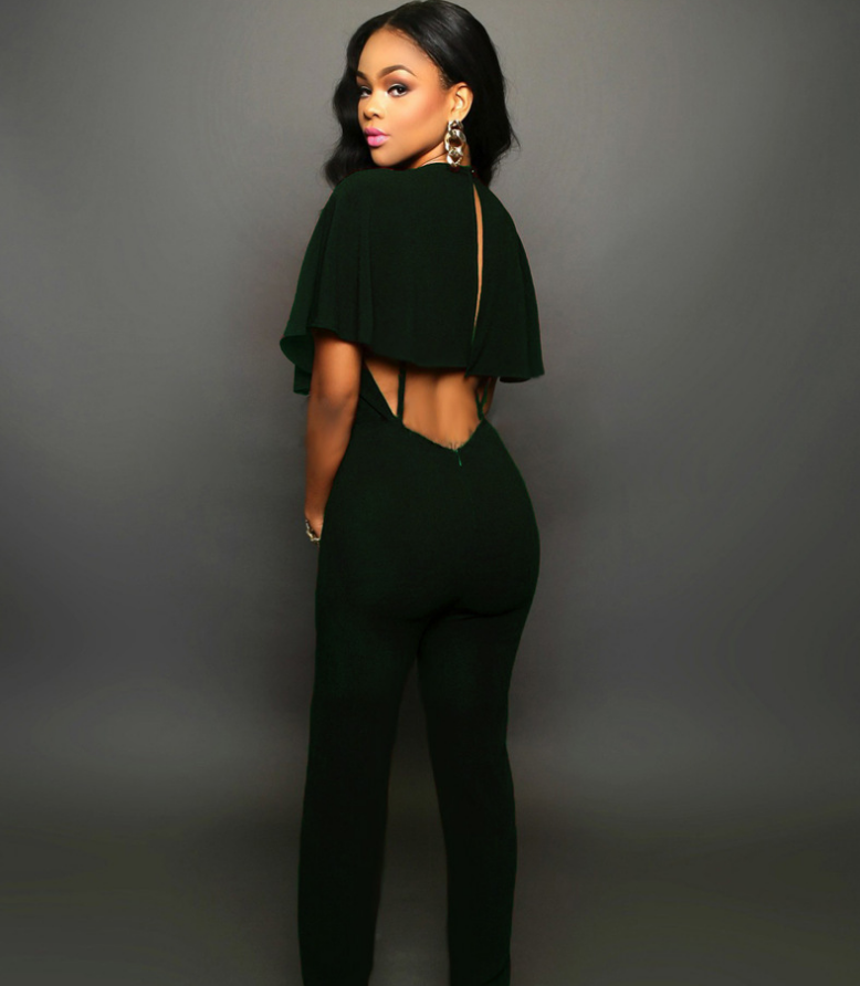 Backless Cloak Jumpsuit - Loose Fit for Nights Out & Casual