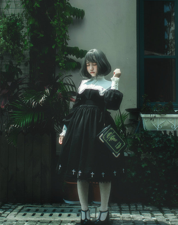 Harajuku Lolita Long Sleeve Dress - Sweet Cotton Style