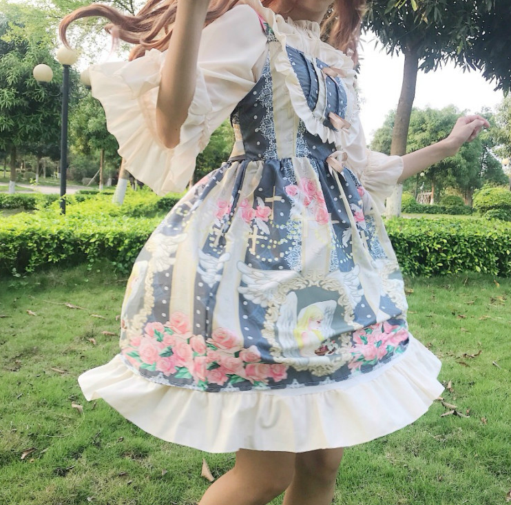 Lolita Princess Student Dress - Sweet Printed Polyester