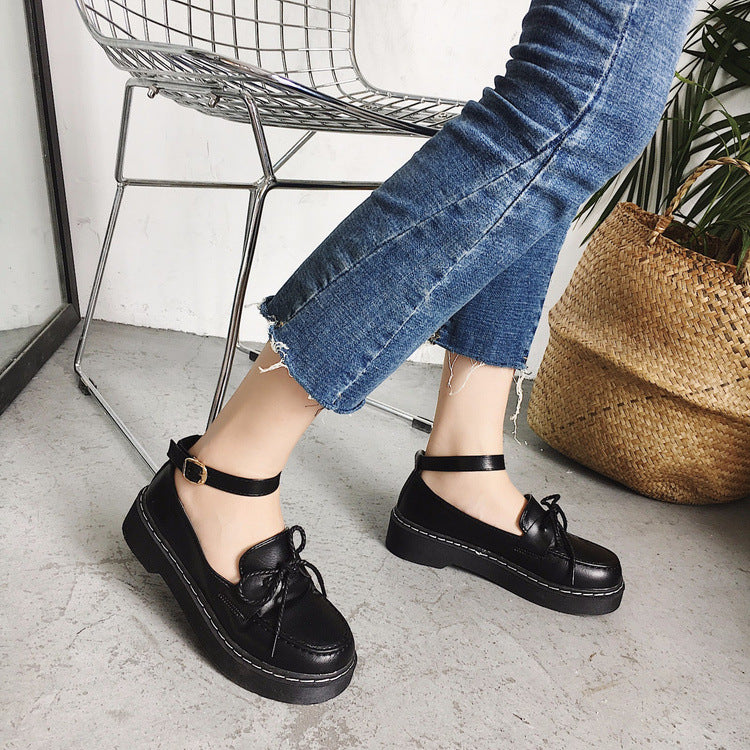 Lolita Bow Platform Shoes - Harajuku Round Toe Thick Sole