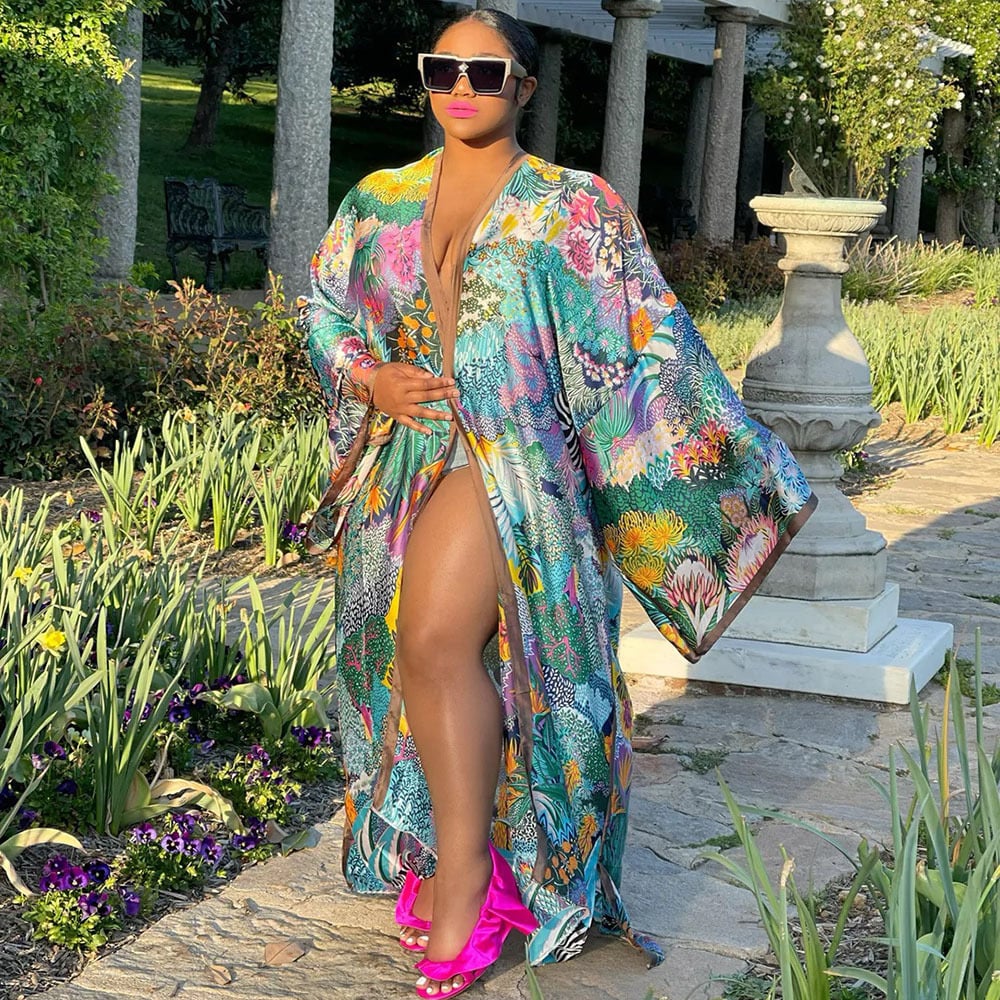 Women's Plus Size Kimono Cardigan - Soft Loose Windbreaker
