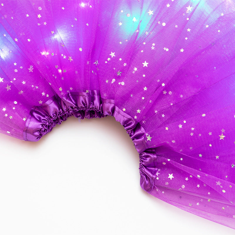 LED Light-Up Sequin Tutu Skirt - Stretch Waist Party Wear