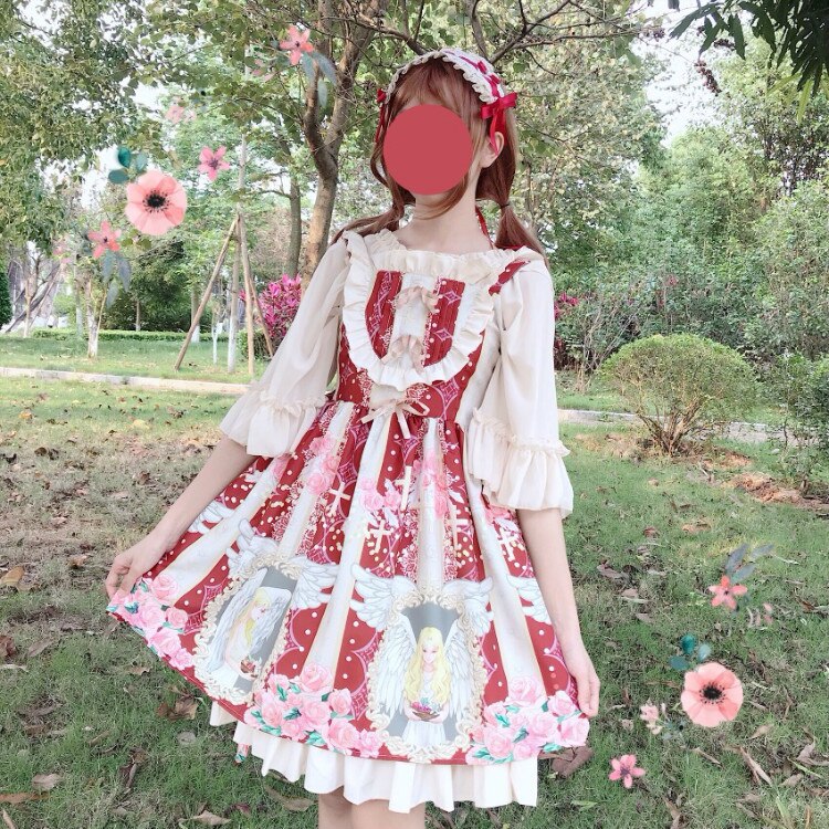 Lolita Princess Student Dress - Sweet Printed Polyester