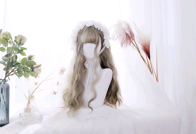 Lolita Wig - Extra Long Curly, Air Bangs & Realistic Scalp