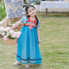 Girls' Hanfu Princess Dress - Modern Summer Polyester Style