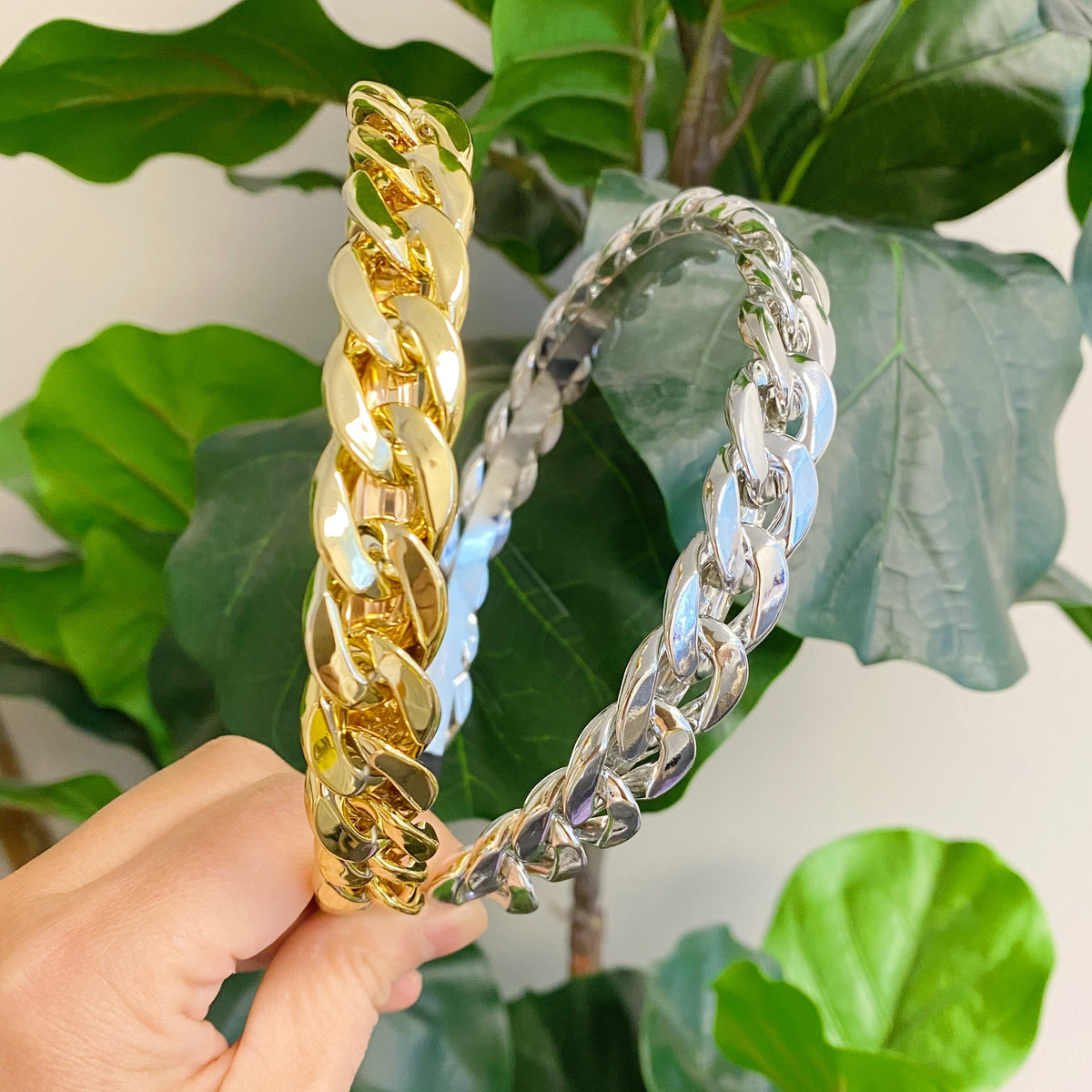 Cuban Chain Headband - Lightweight Resin & Alloy Accessory