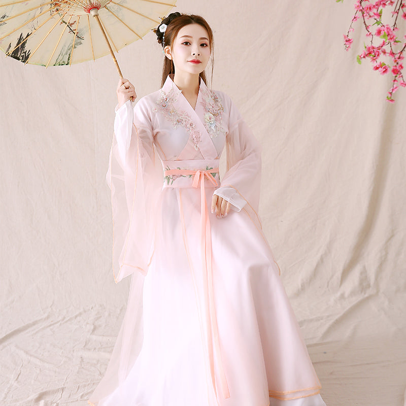 Women's Hanfu Costume Set - Turn Collar & Wide Sleeve Design
