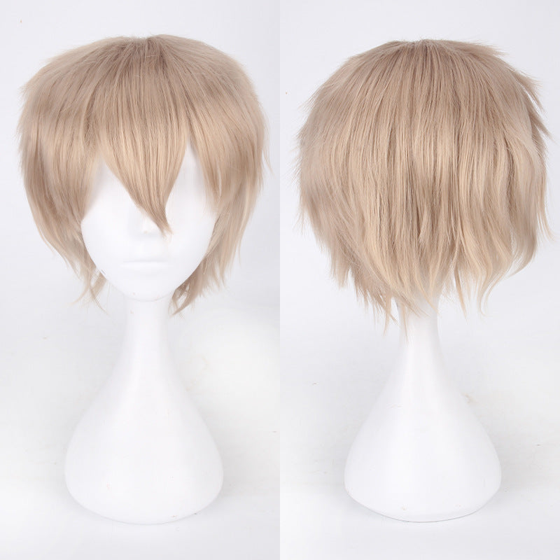 30cm Black and Pink Cosplay Wig for Students - back view