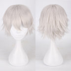 30cm Black and Pink Cosplay Wig for Students - styled view