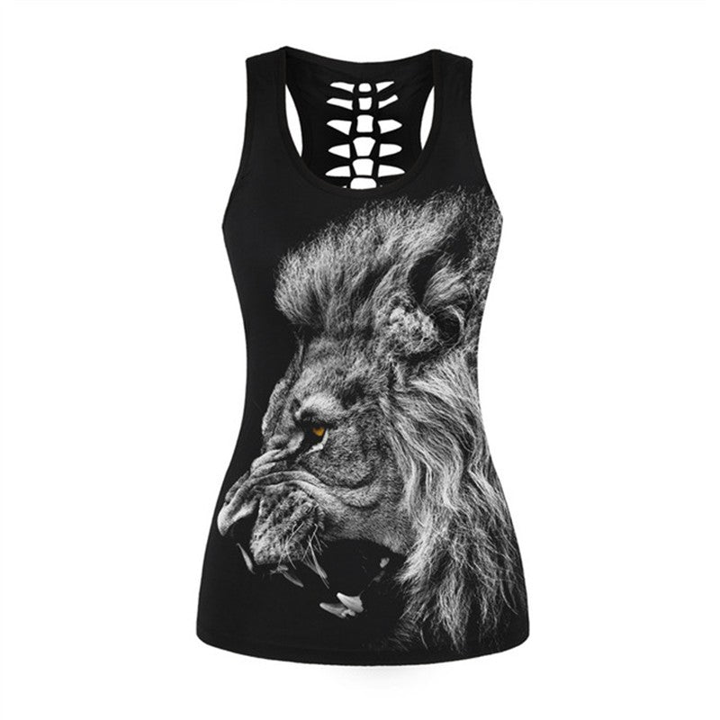 Women's Halter Crochet Top - Digital Print Halloween Vest