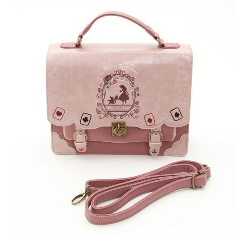 Lolita Alice Embroidered Backpack - Playing Cards PU Bag