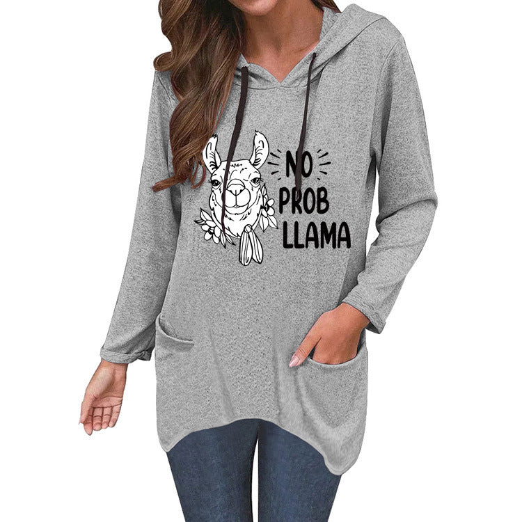 No Prob Llama Cat Ear Sweater - Soft Cotton-Blend Long Knit
