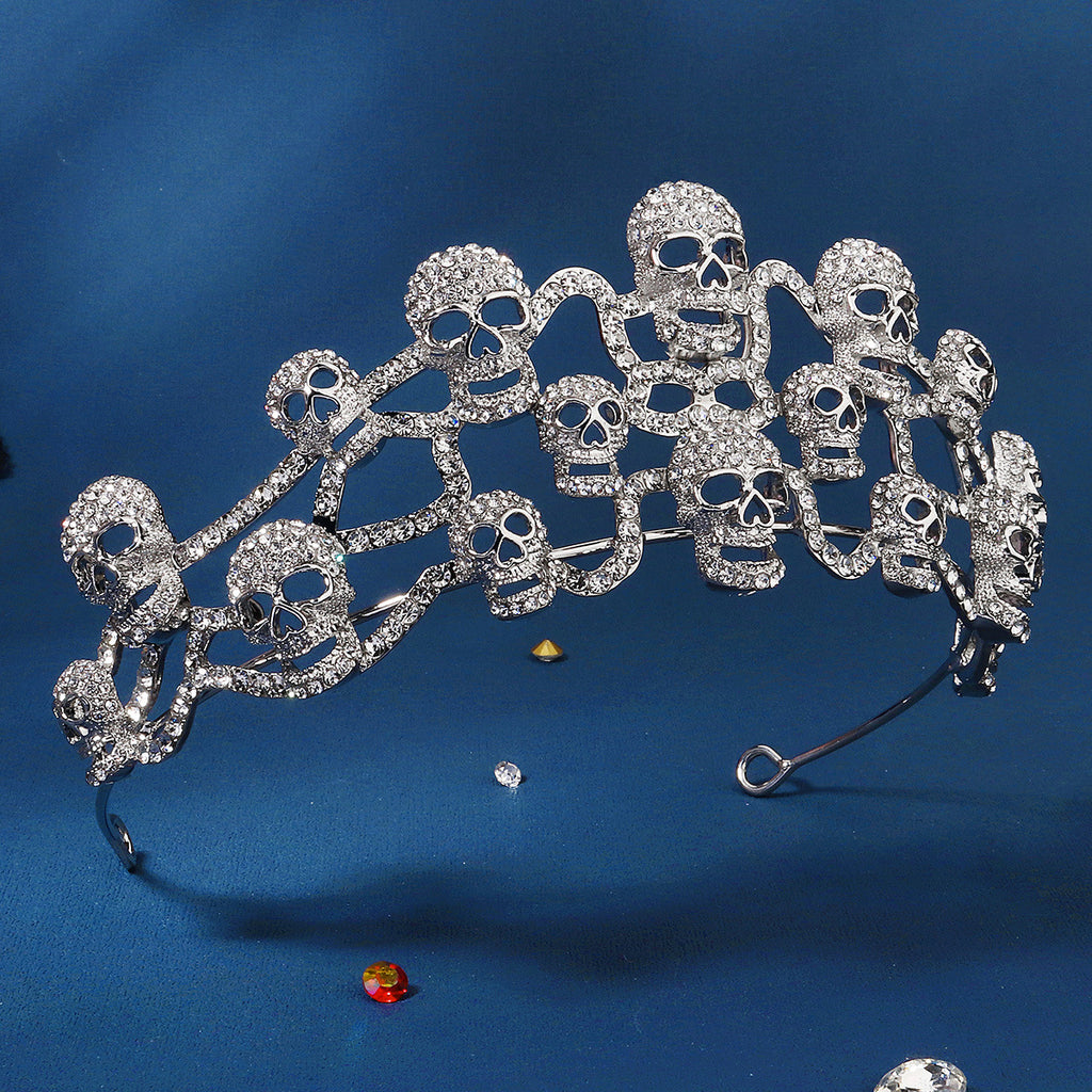 Skull Rhinestone Crown - Gothic Punk Tiara Headband