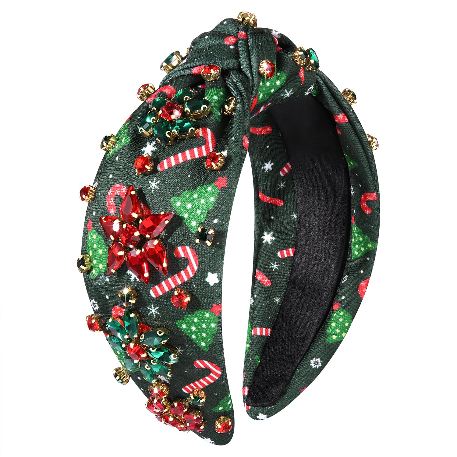 Christmas Knotted Headband - Jeweled Crystal Xmas Charms