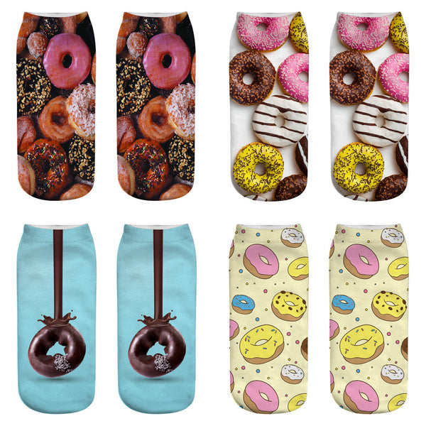3D Digital Printing Harajuku Donut Cartoon Socks - front view