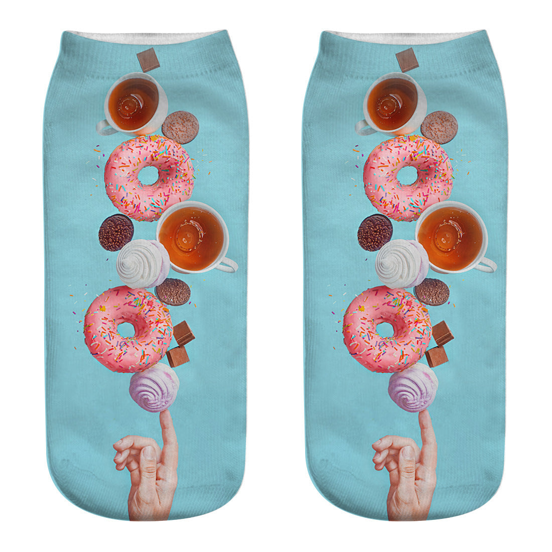 3D Digital Printing Harajuku Donut Cartoon Socks - side view