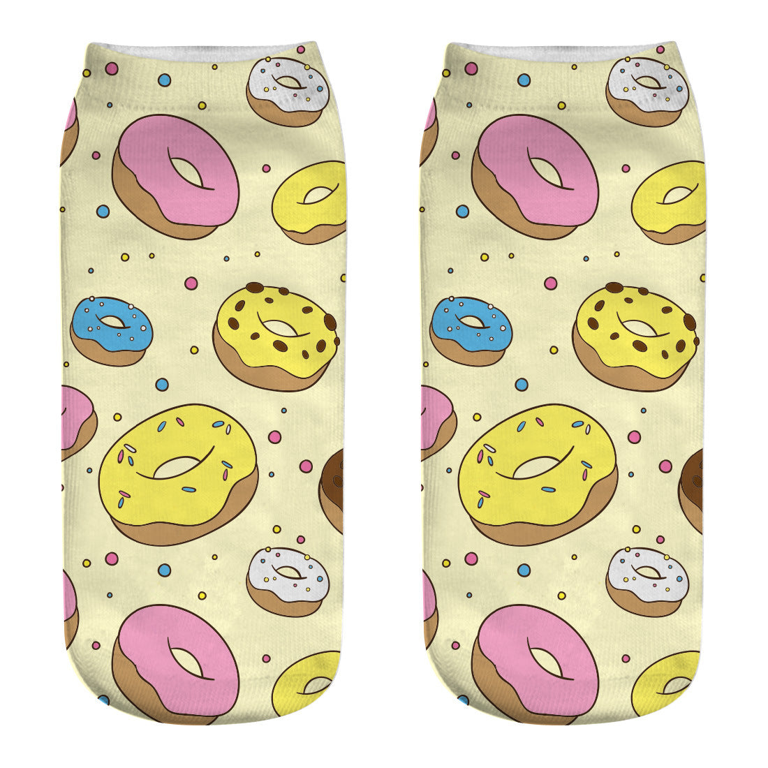 3D Digital Printing Harajuku Donut Cartoon Socks - back view