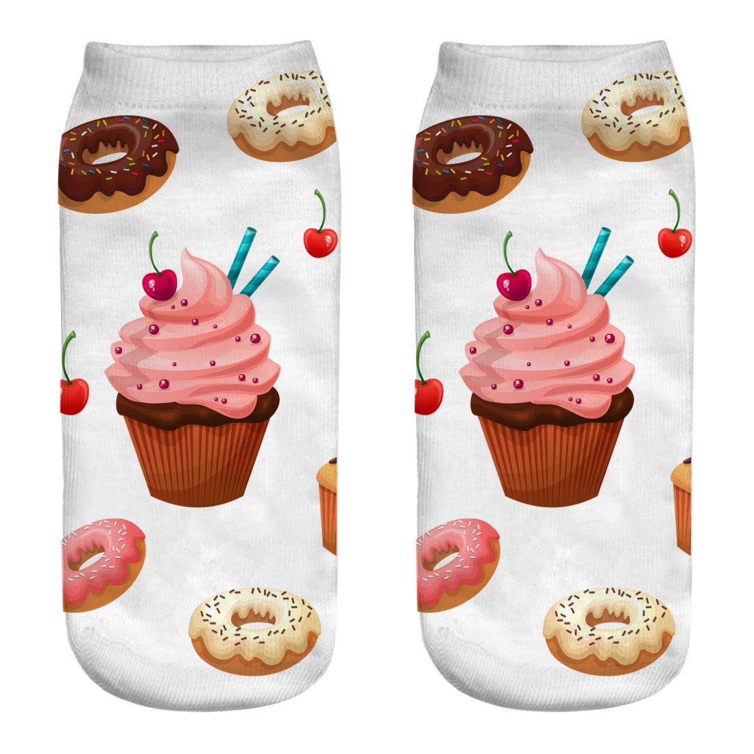 3D Digital Printing Harajuku Donut Cartoon Socks - close-up