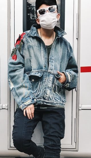 3D Rose Embroidered Vintage Ripped Denim Jacket - back view