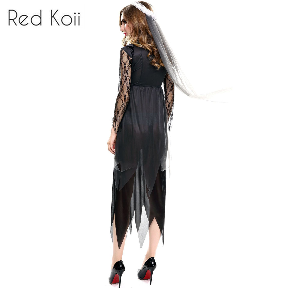 Devil Vampire Bride Costume - Halloween Dress with Veil
