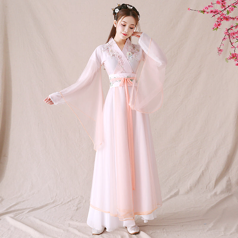 Women's Hanfu Costume Set - Turn Collar & Wide Sleeve Design