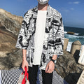 Cartoon Print Kimono Cardigan - 3/4 Sleeve Summer Layer