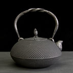 3L Japanese Cast Iron Teapot Set - Handmade Uncoated - front view