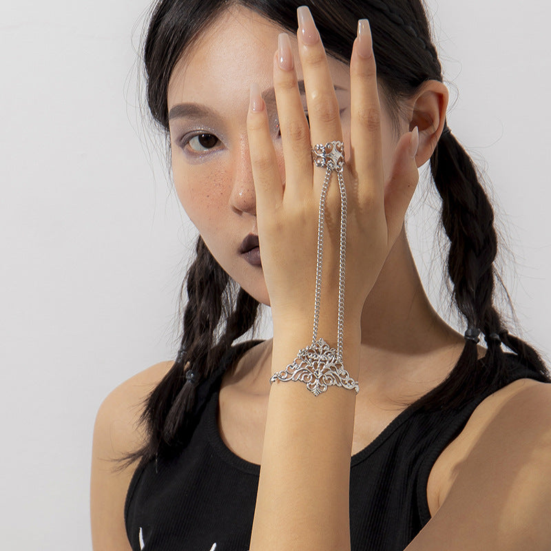 Gothic Triangle Crown Ring Bracelet - Europunk Geometric Design