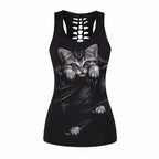 Women's Halter Crochet Top - Digital Print Halloween Vest
