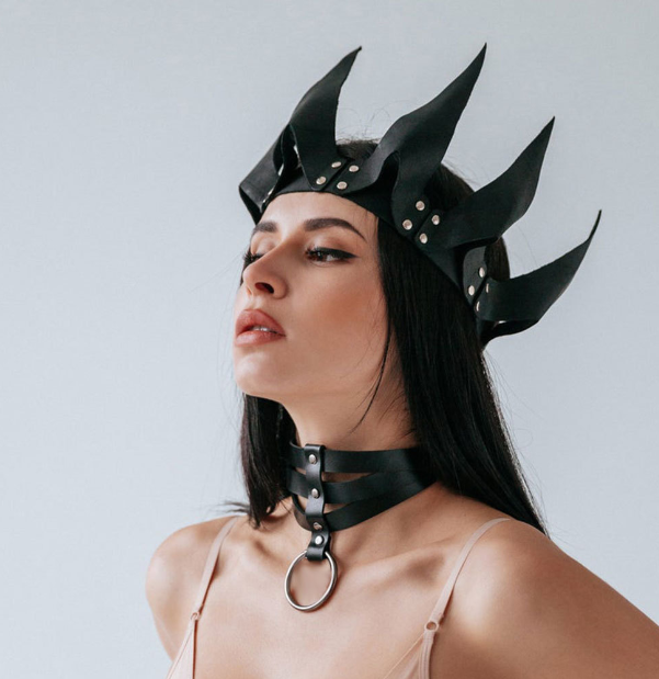 Gothic Spike Headwear Crown - Faux Leather Harajuku Cosplay