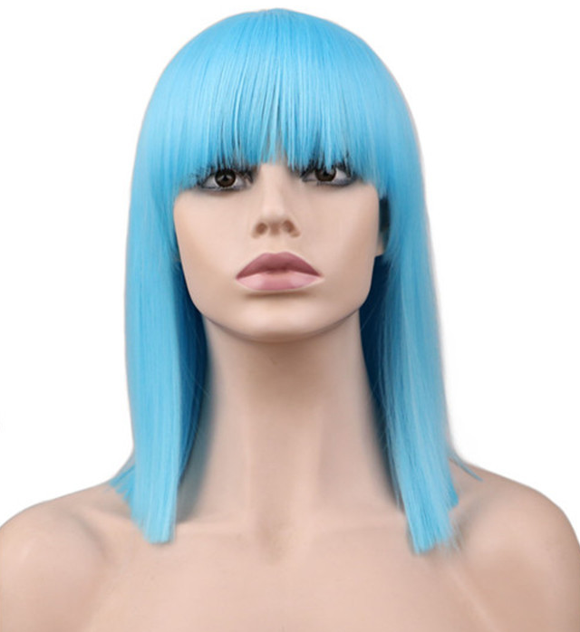 Short Straight Anime Cosplay Wig - Heat-Friendly & Styleable