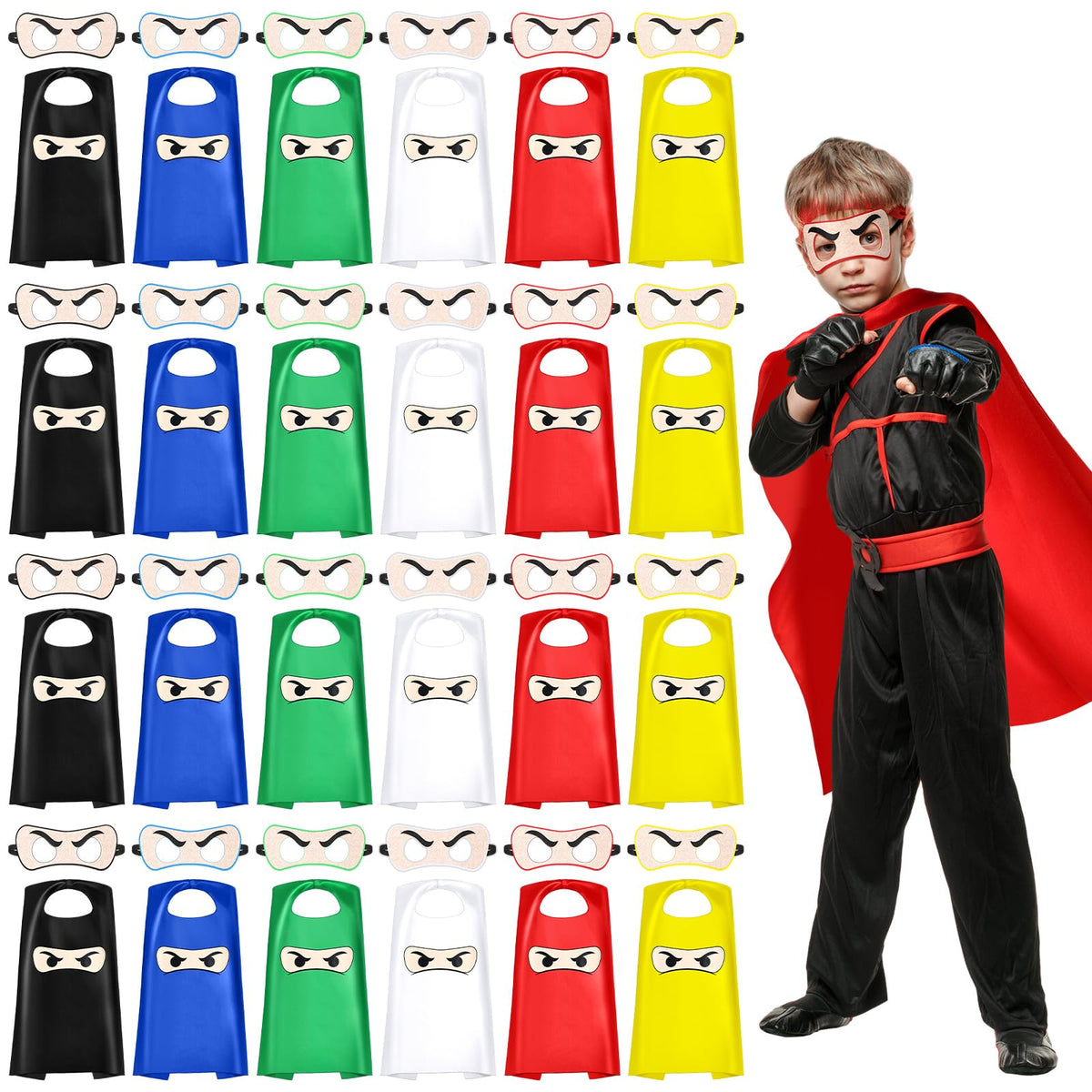 Ninja Capes and Masks for Kids - 24 Set Party Favors