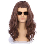 Mens Long Curly Wavy Wig - Heat-Resistant, Adjustable Cap
