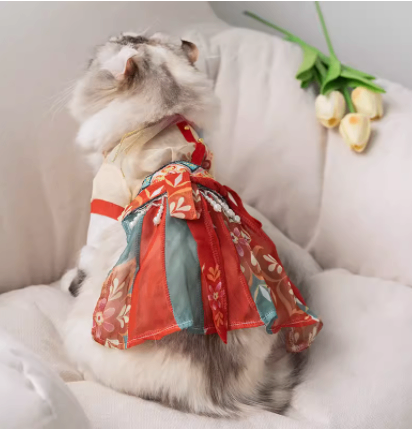 Pet Hanfu Princess Skirt - Traditional Dress for Cats