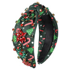 Christmas Knotted Headband - Jeweled Crystal Xmas Charms