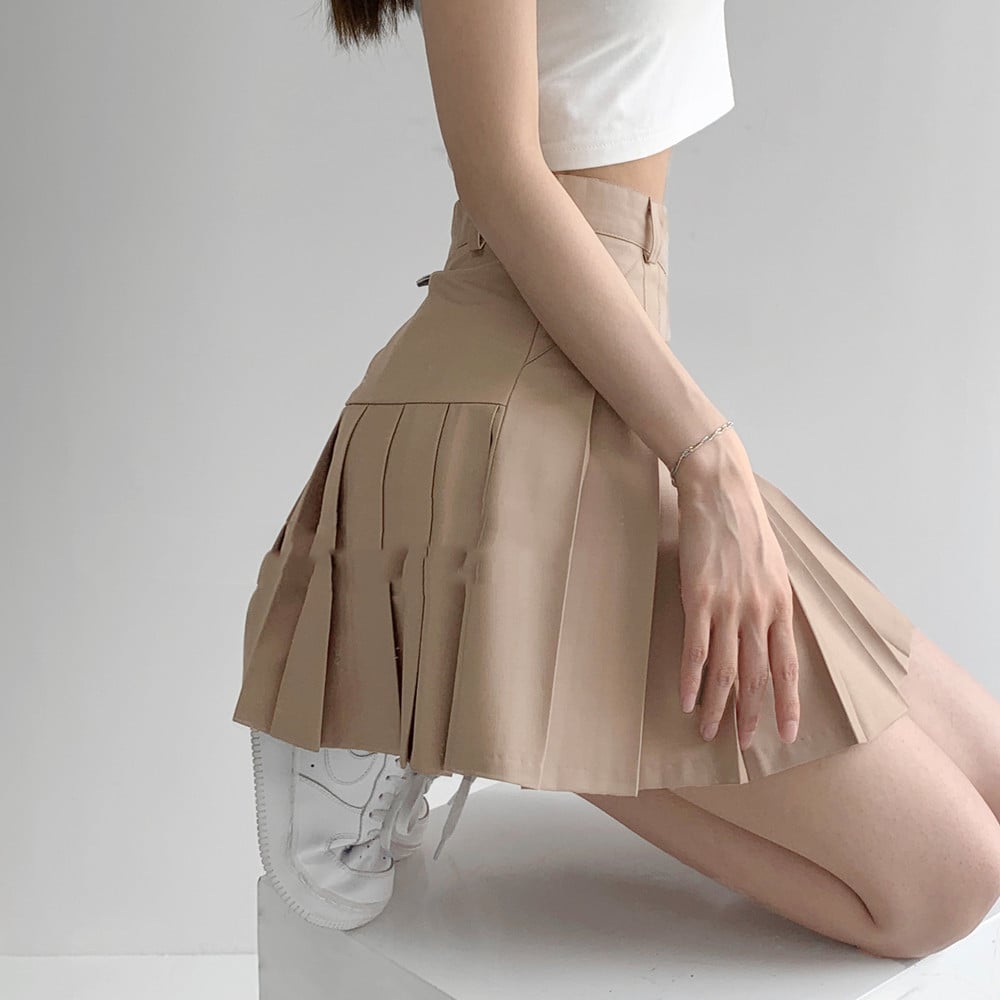 Women's College High Waist Pleated Skirt