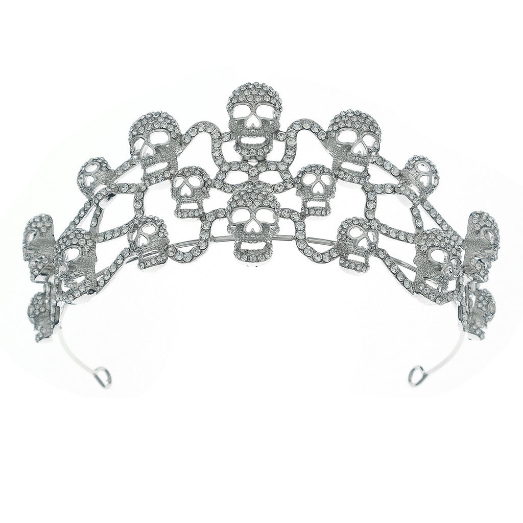 Skull Rhinestone Crown - Gothic Punk Tiara Headband