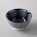 5-Inch Japanese Glazed Ceramic Threaded Rice Bowl - styled view